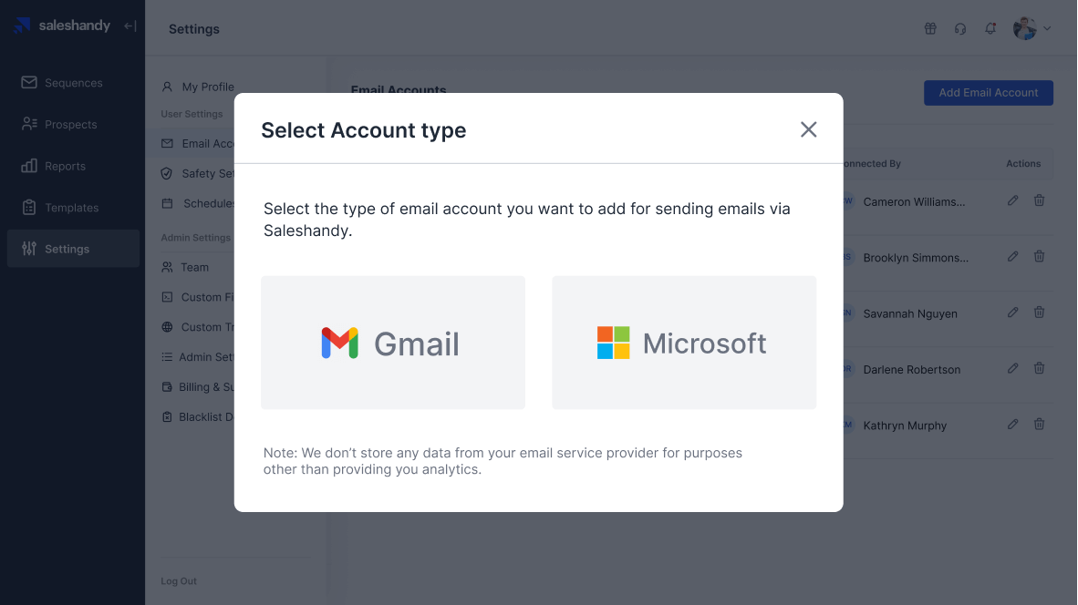 Select your Gmail account
