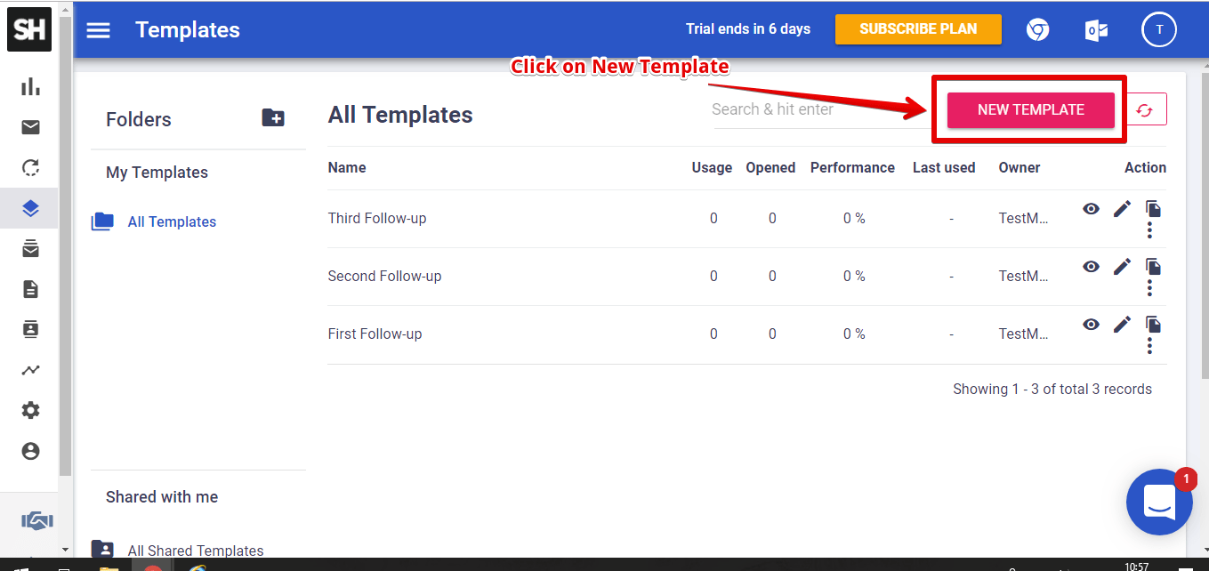 Make email template for outlook in SalesHandy step 2