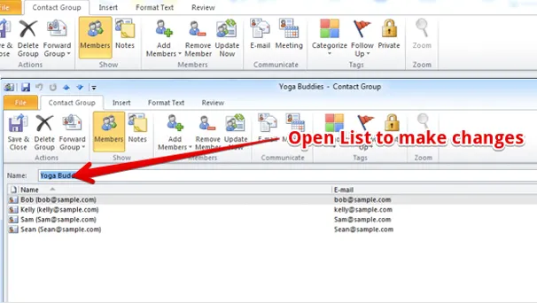 select contact group outlook