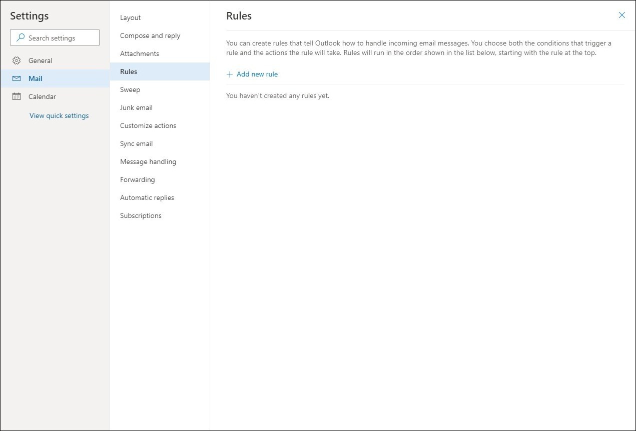Outlook Email Rule option - SalesHandy