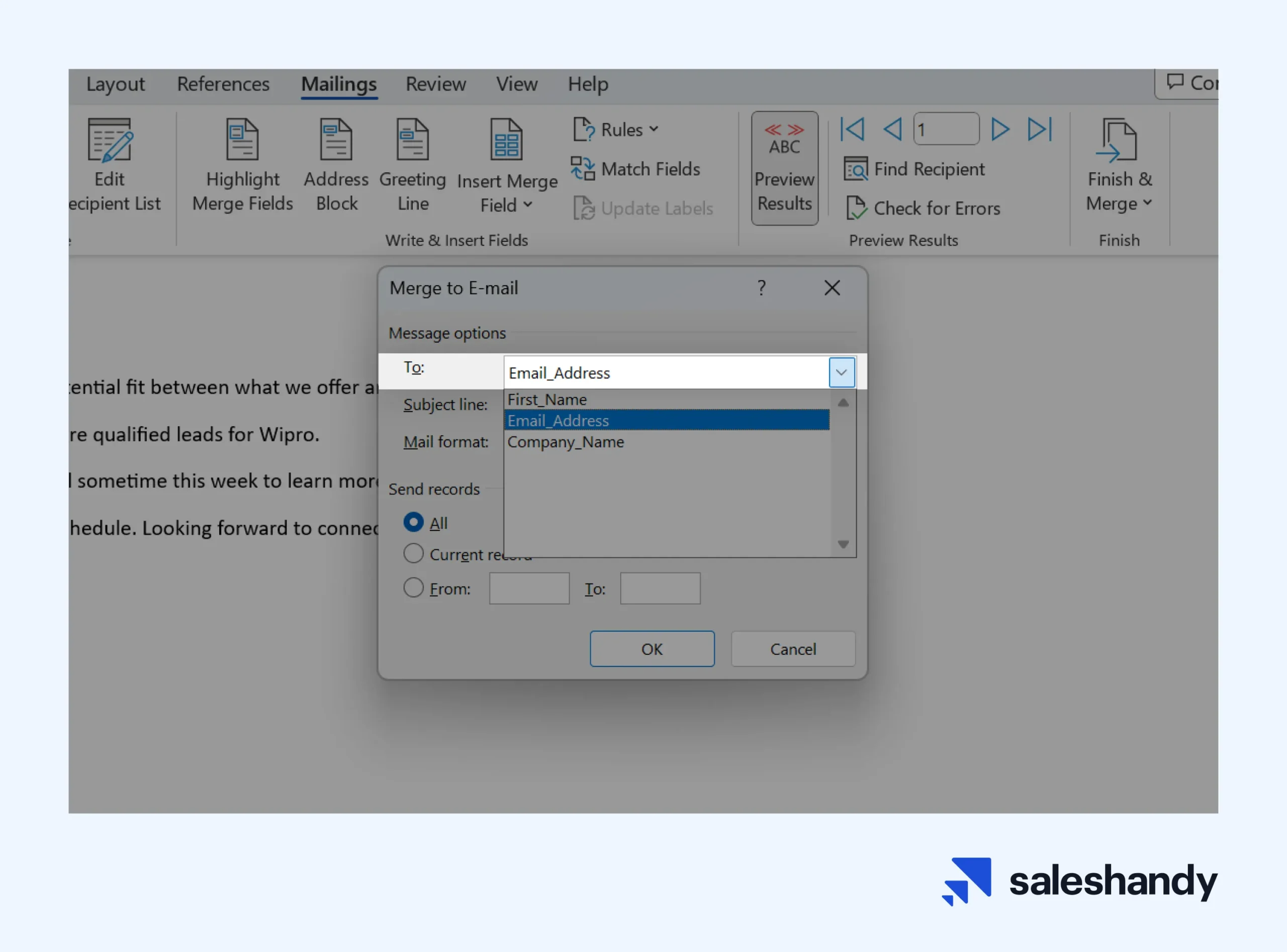 select email address