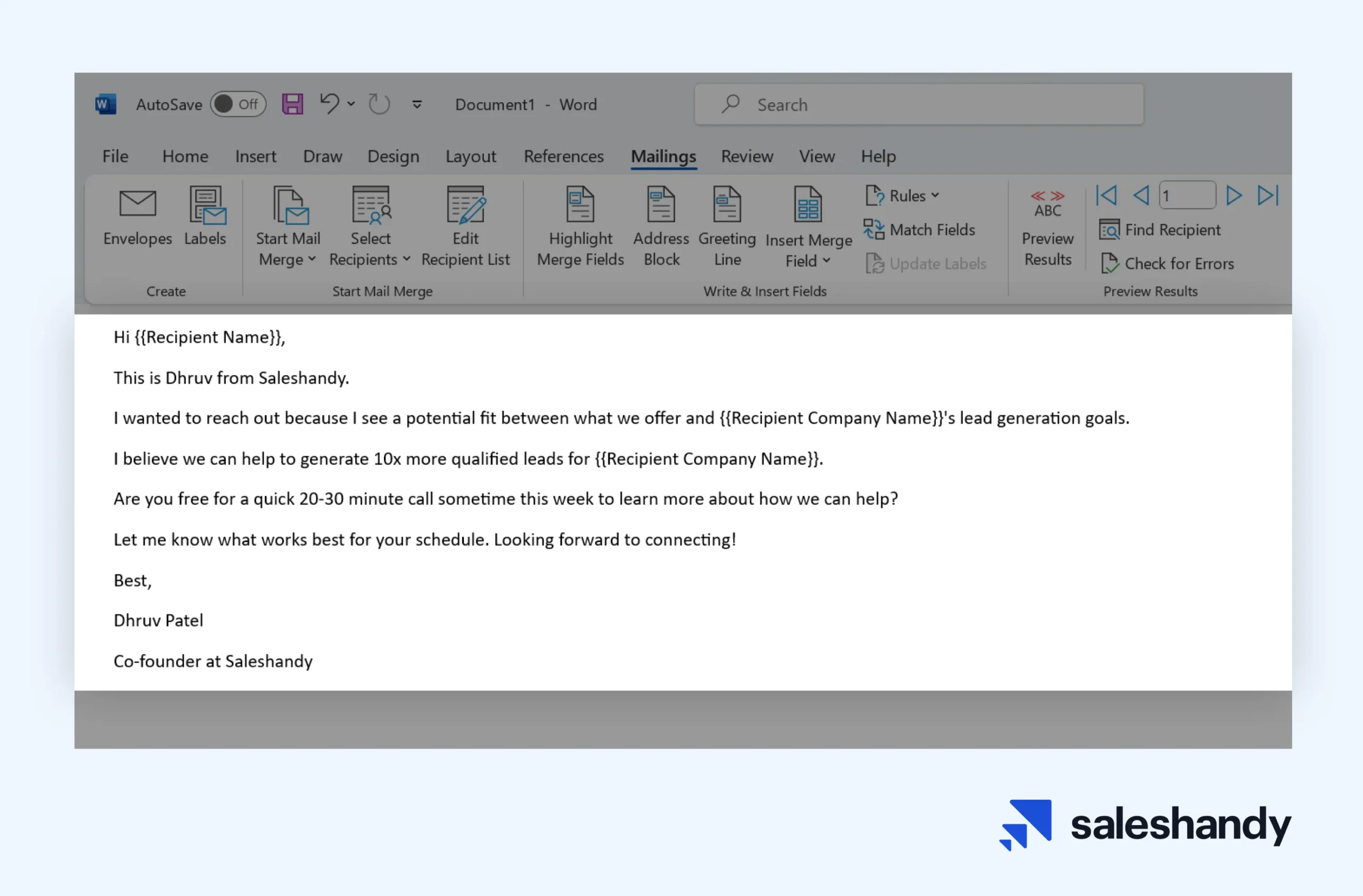 Word Mail Merge