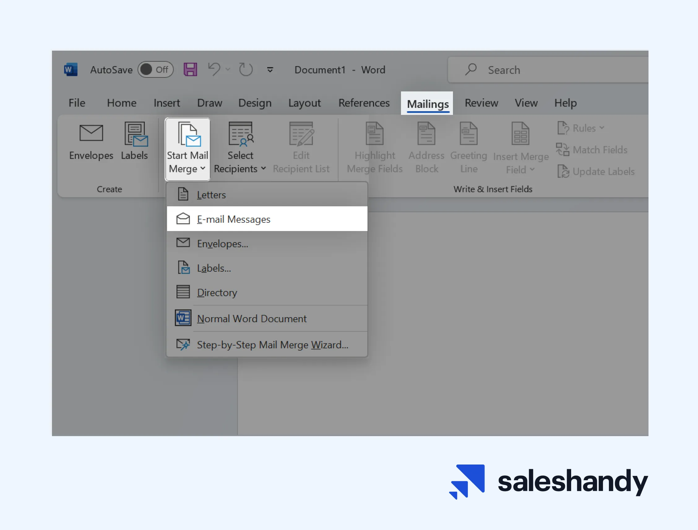 Word Start Mail Merge