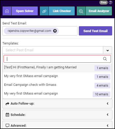 Gmass template management

