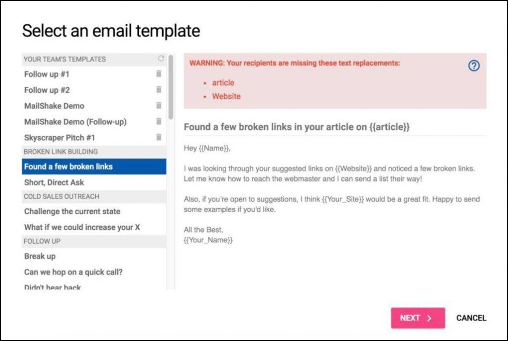 Mailshake template management
