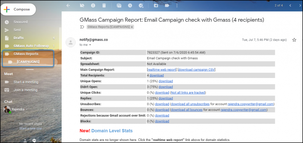 Gmass reports vs Mailshake
