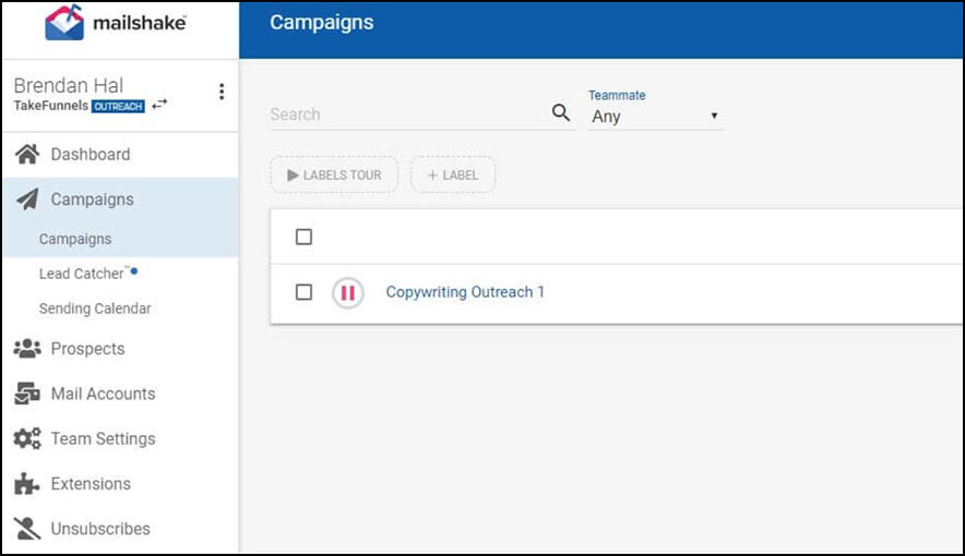 Mailshake user interface