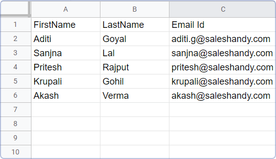 Add prospects in Google Sheet