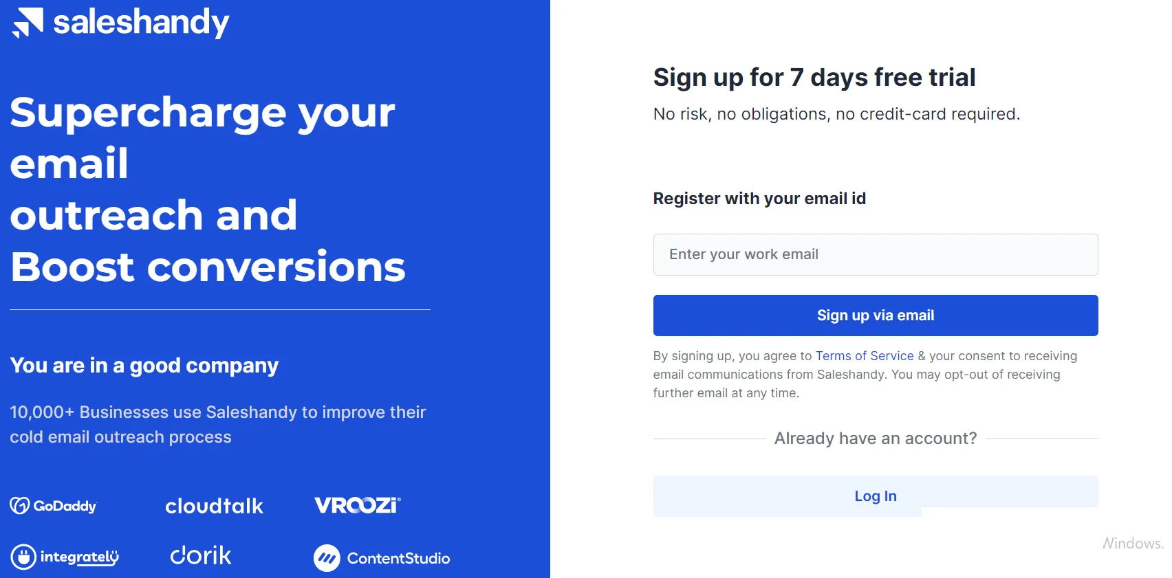 signup with saleshandy for free
