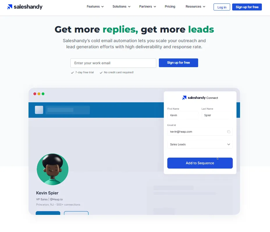 Saleshandy homepage