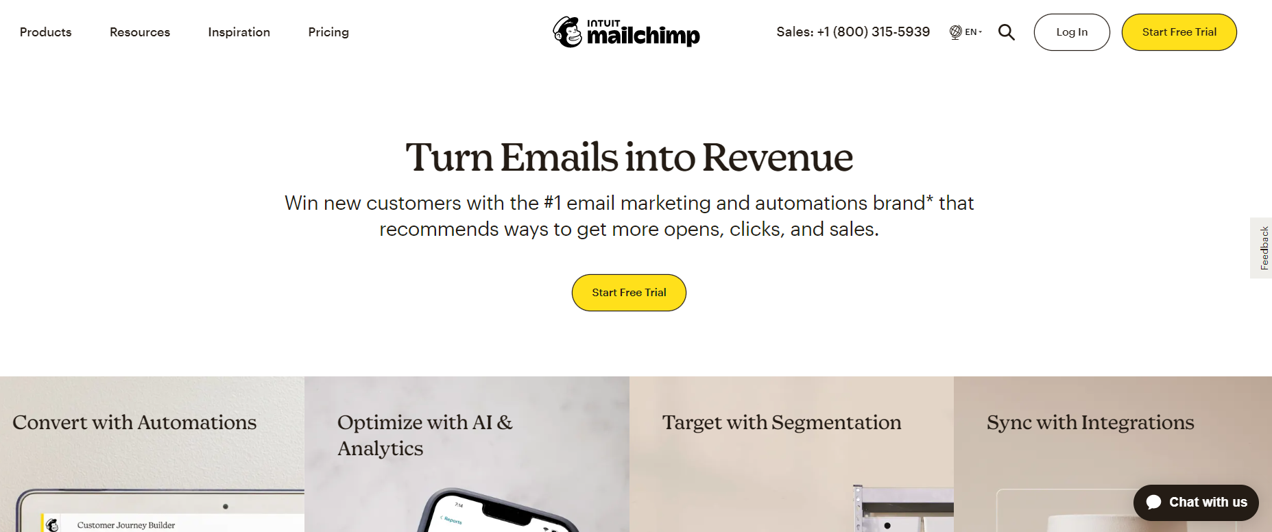 a screenshot of the Mailchimp's website