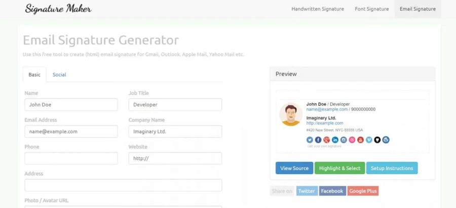 SignatureMaker Email Signature Generator