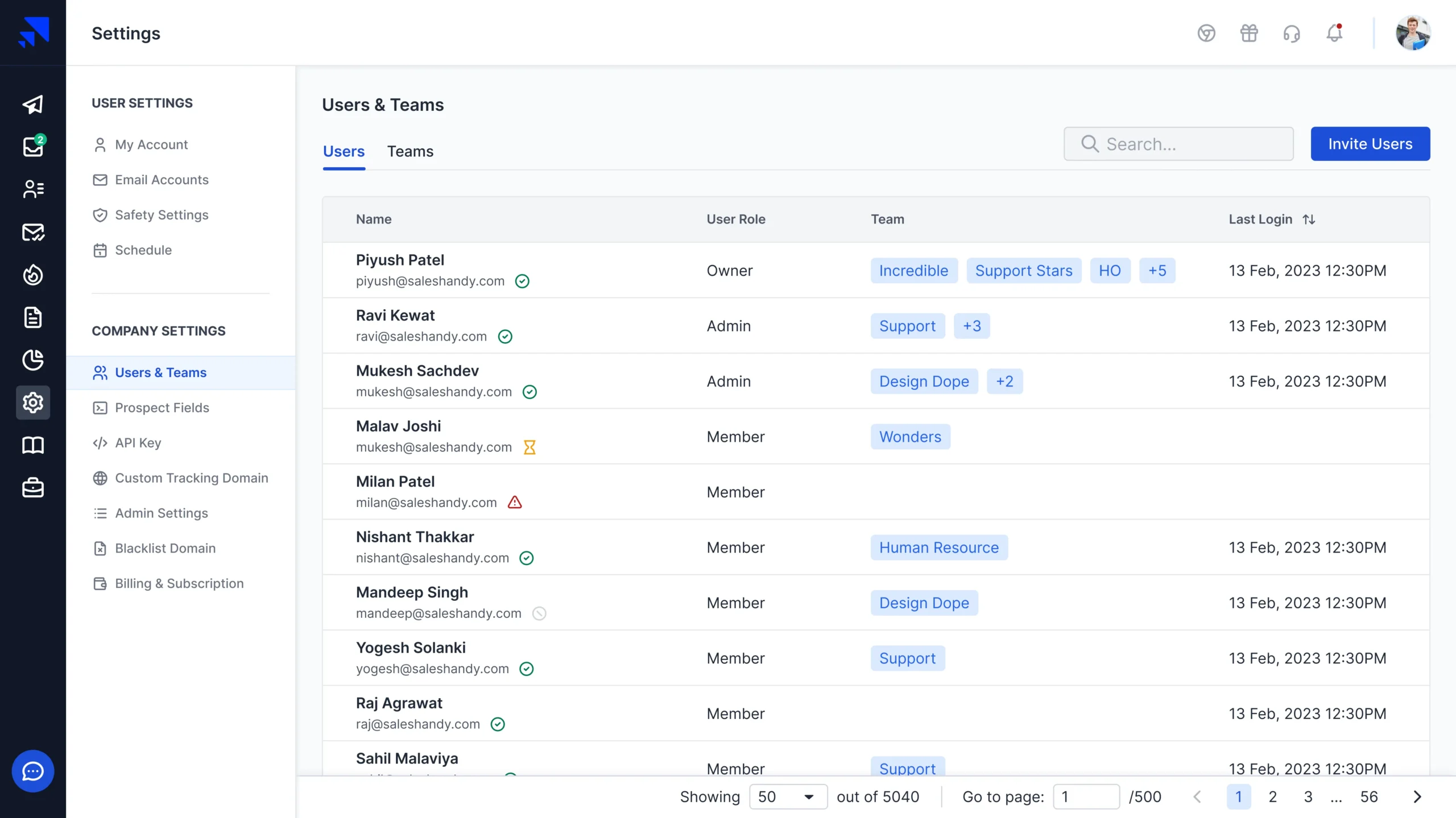 team management in saleshandy