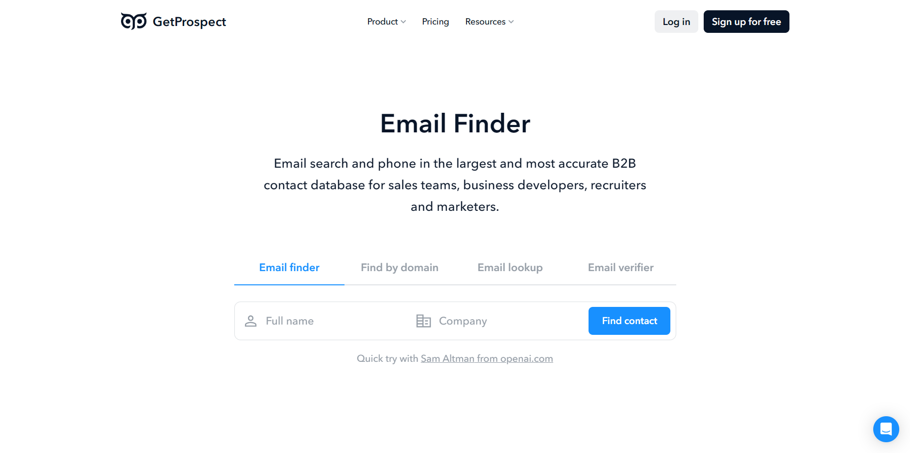 GetProspect a reverse email lookup tool