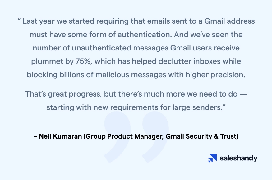 Announcement from Google regarding their policy changes to make Gmail safer for users.