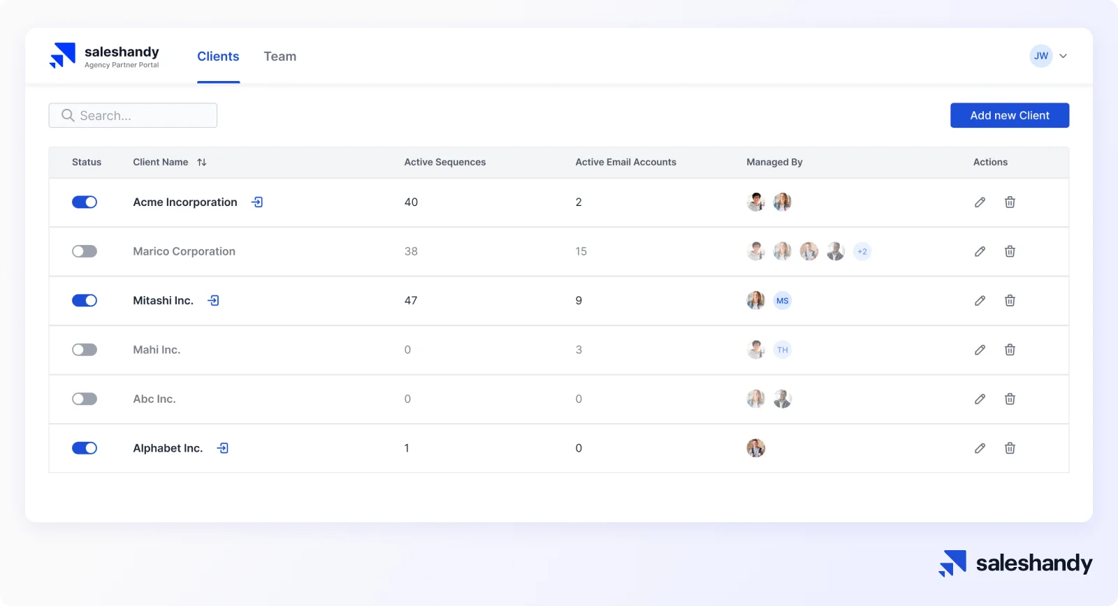 Saleshandy Agency Portal