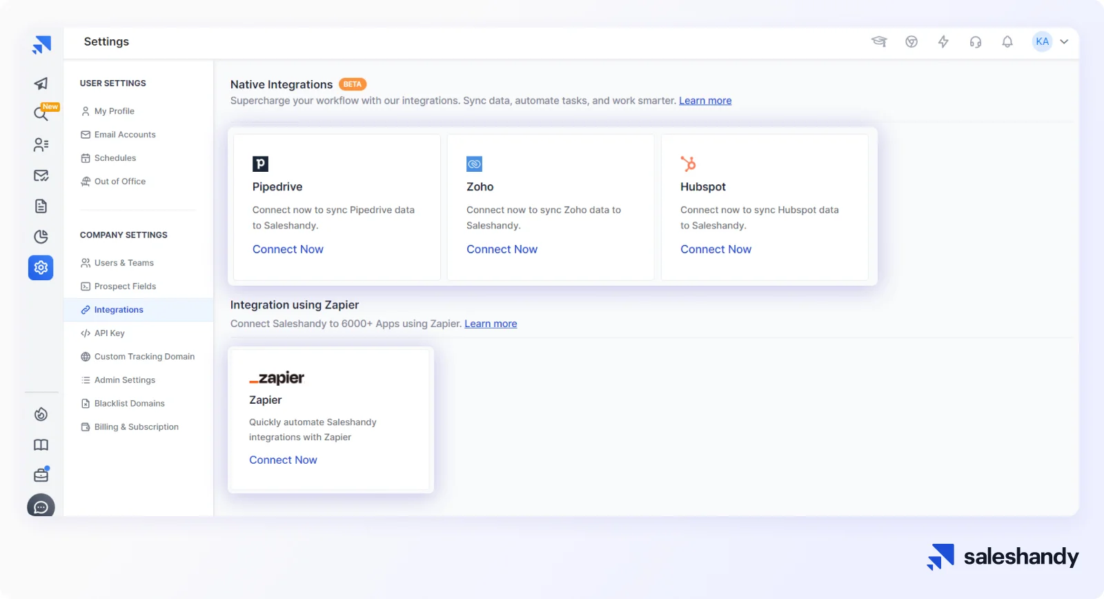 Saleshandy Integrations