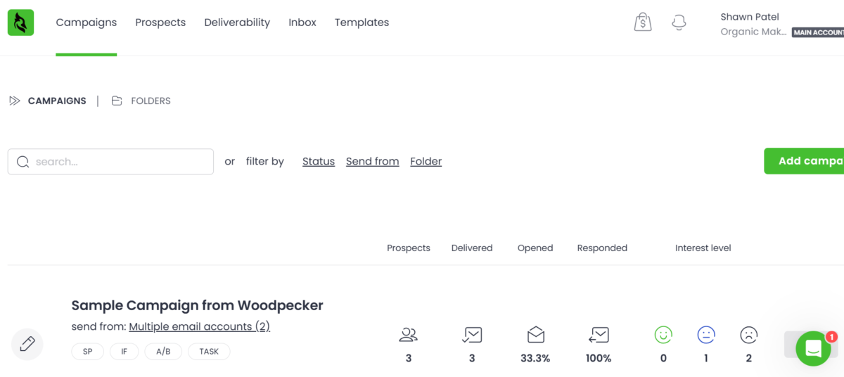 Woodpecker dashboard 