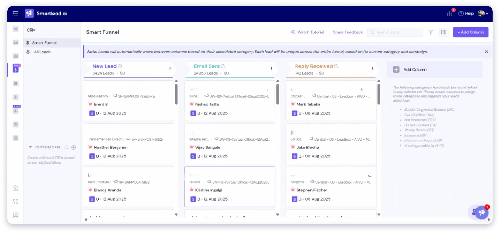 Smartlead's CRM