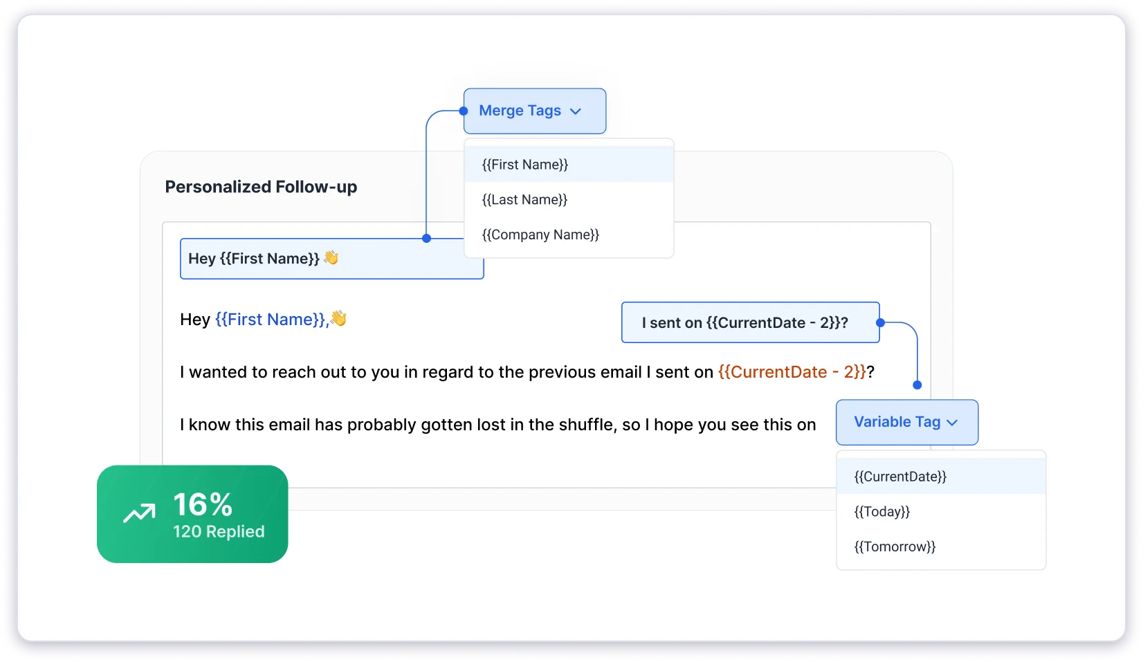 Example of Merge Tags and Variable Tags
