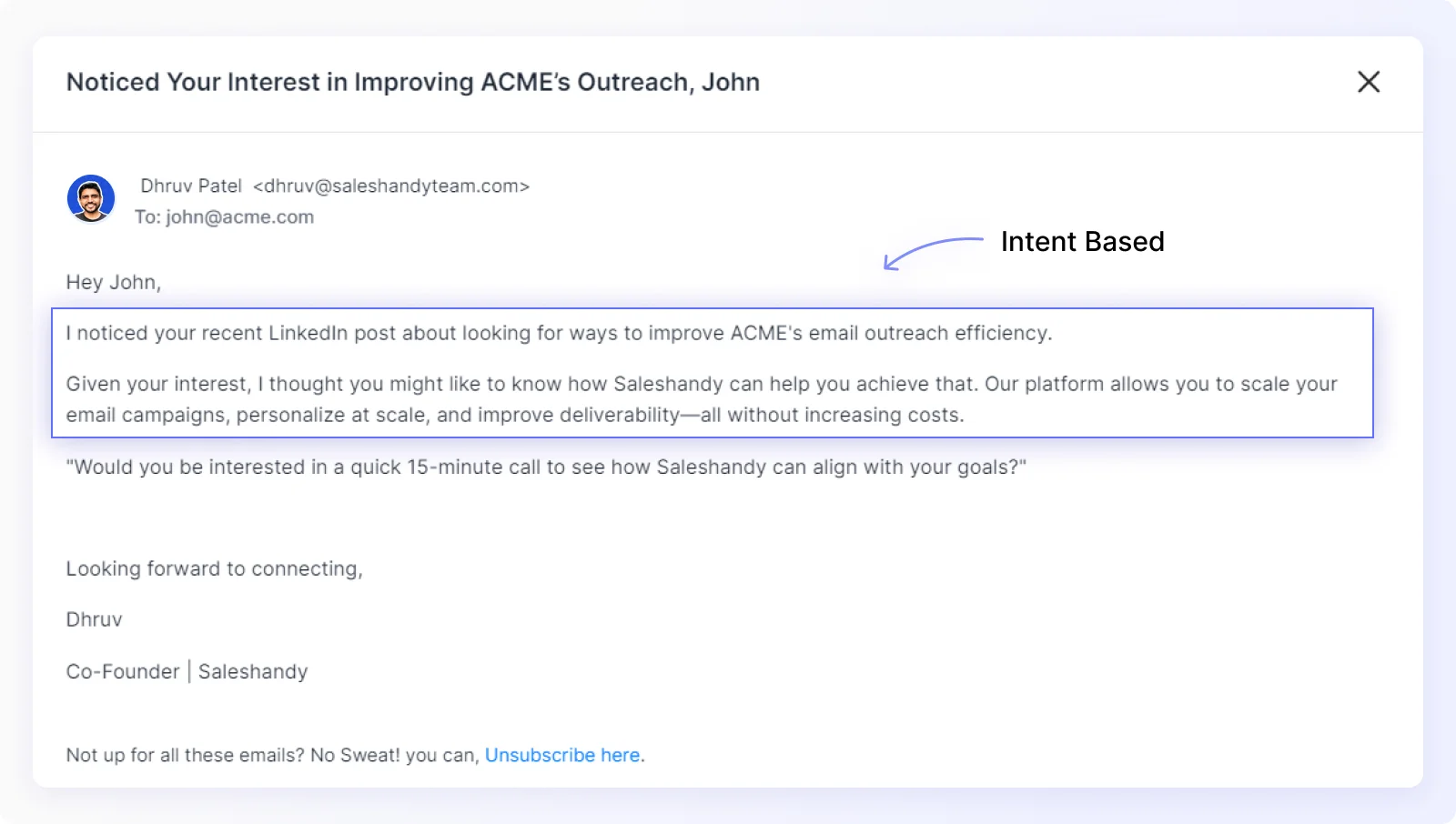 Intent Based cold email framework