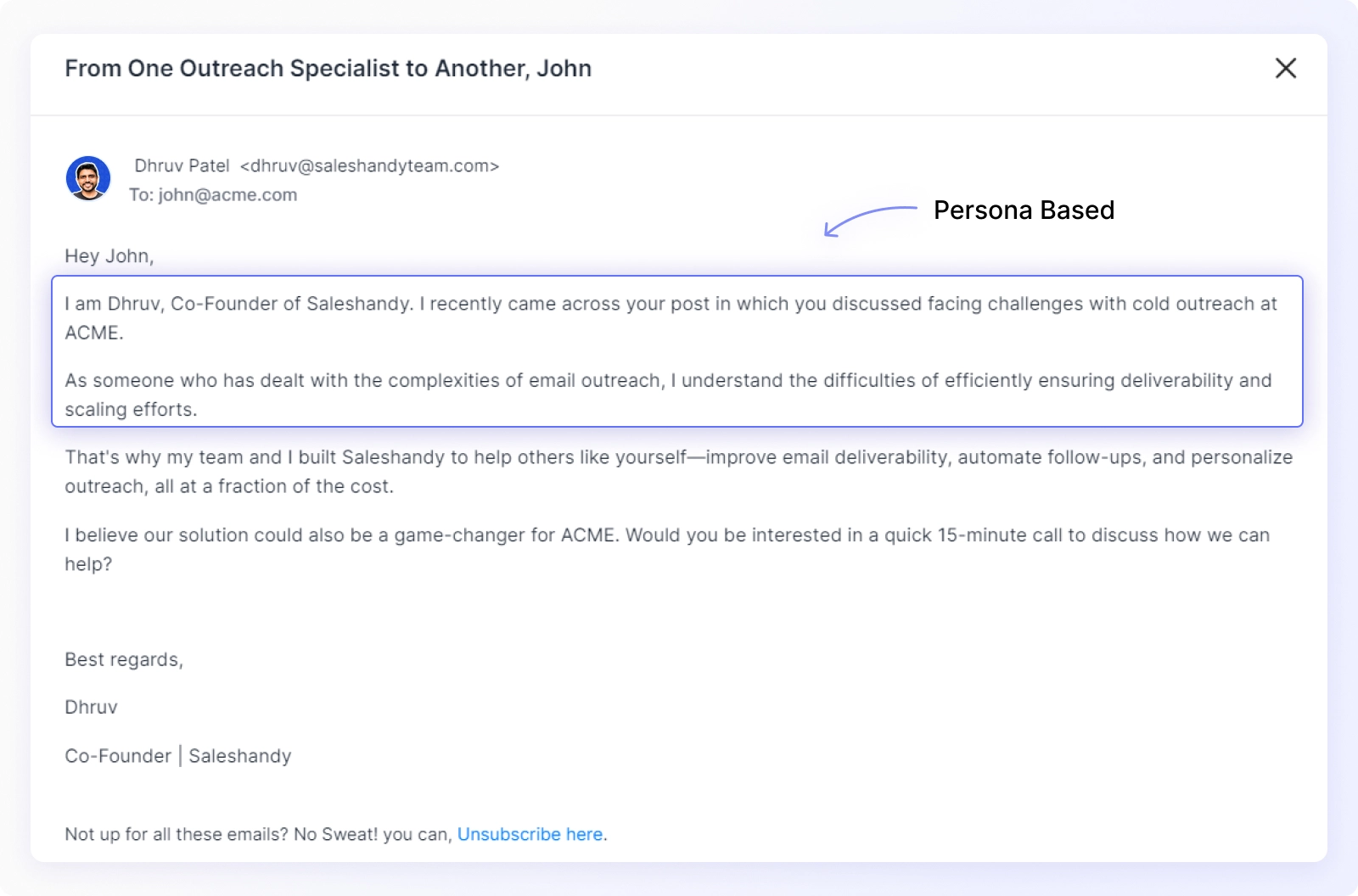 Persona Based cold email framework