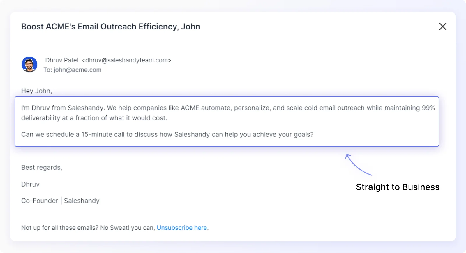 Straight to Business cold email framework