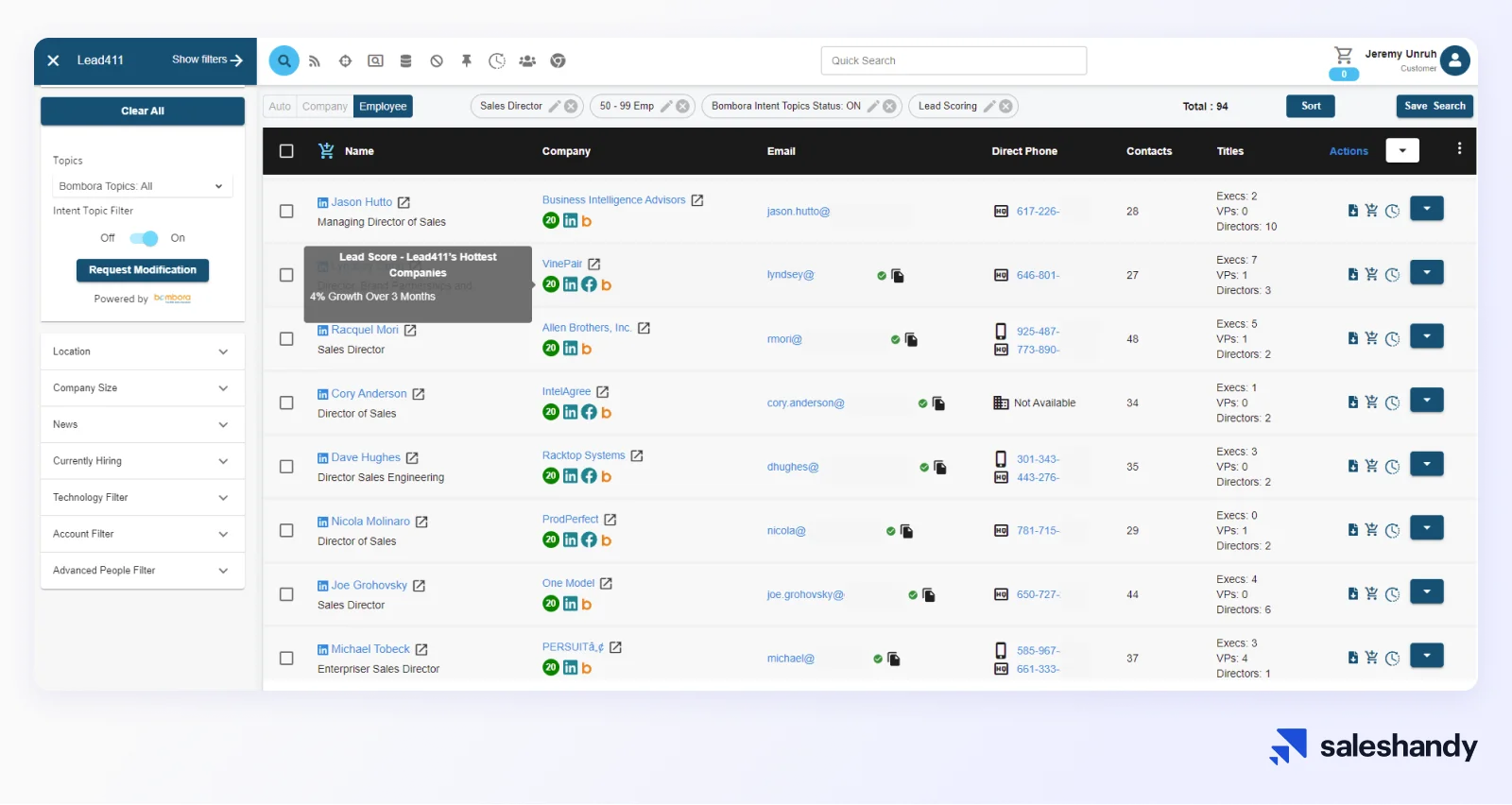 Lead 411 is great for getting company research data as it give unlimited views.