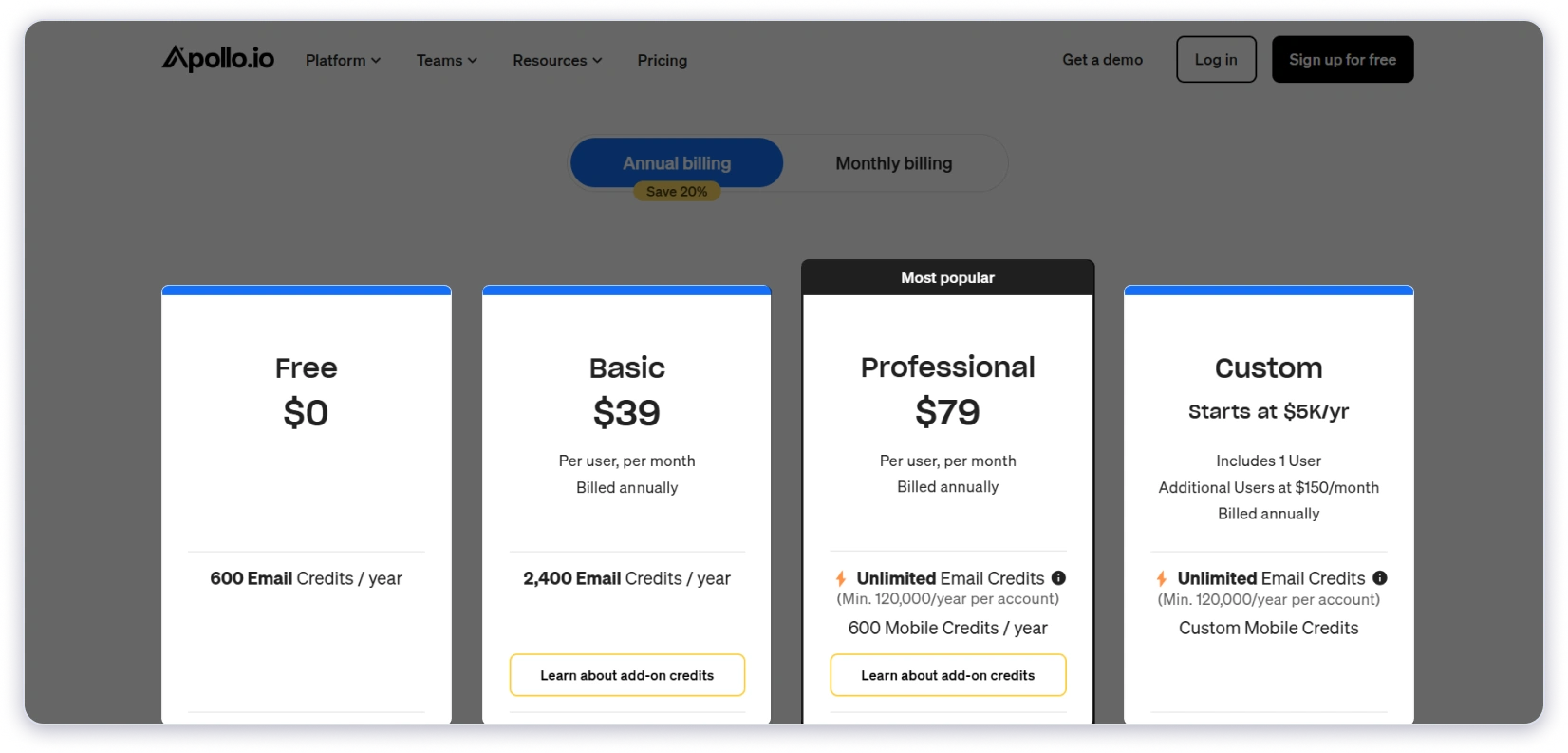 Apollo Pricing 