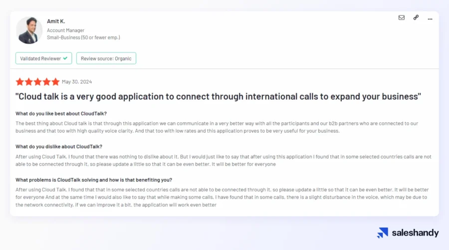 Cold calling tool for SDRs - CloudTalk Review