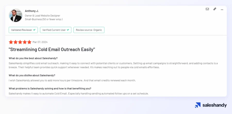 Prospecting and Email Outreach Tools for SDRs - Saleshandy Review