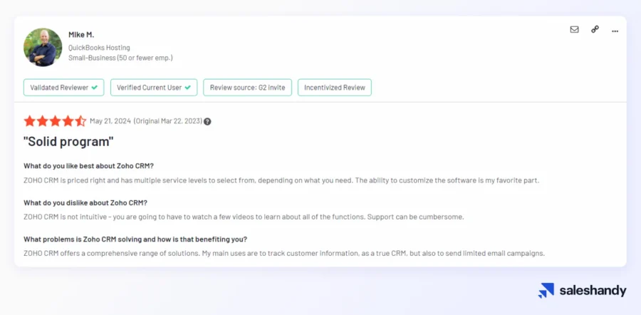 CRM tool for SDRs - Zoho CRM Review