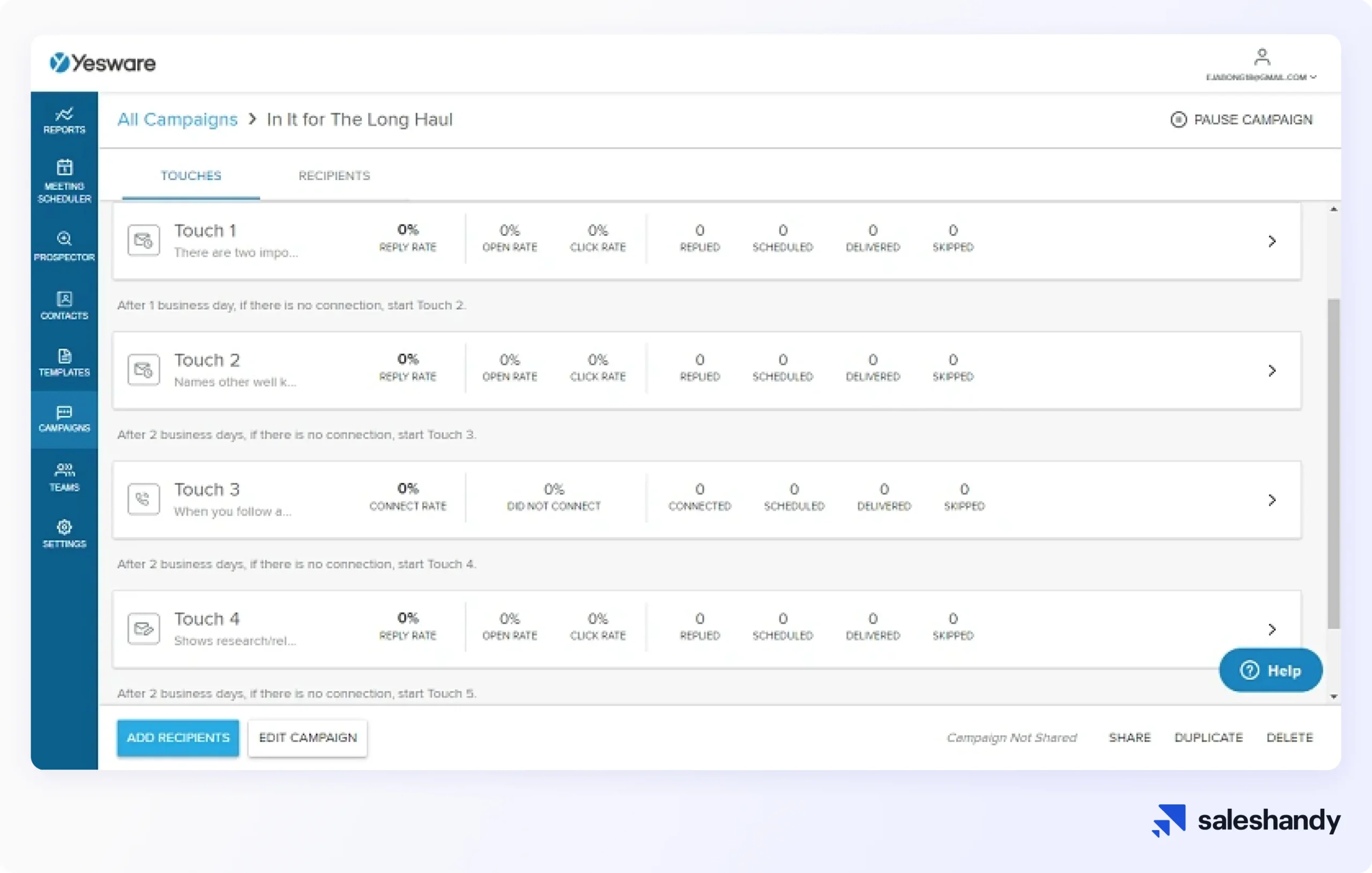 Yesware dashboard