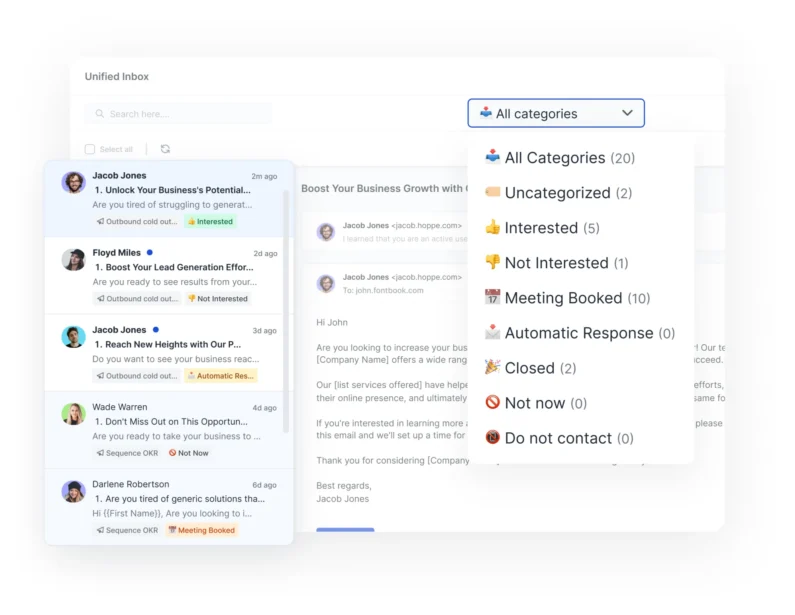 managing responses using Saleshandy unified inbox