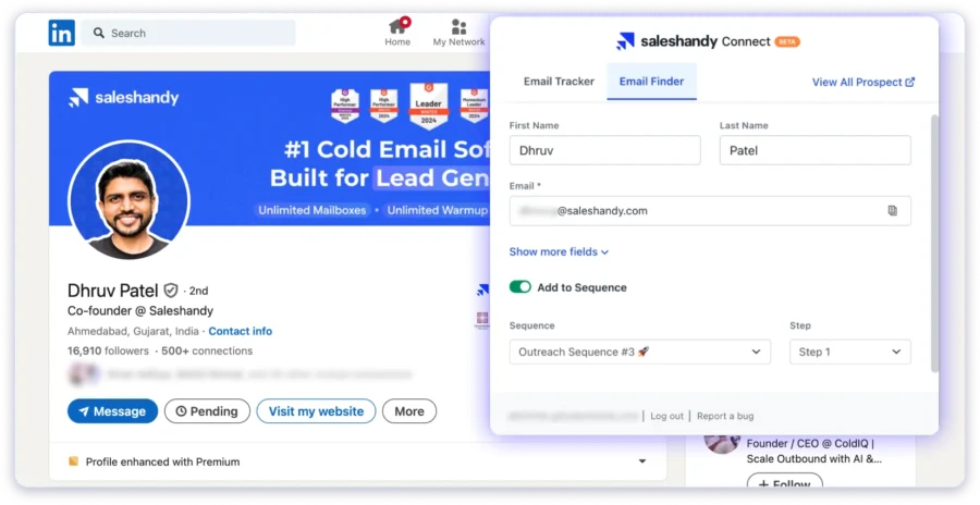 LinkedIn email finder tool to find email addresses from LinkedIn.