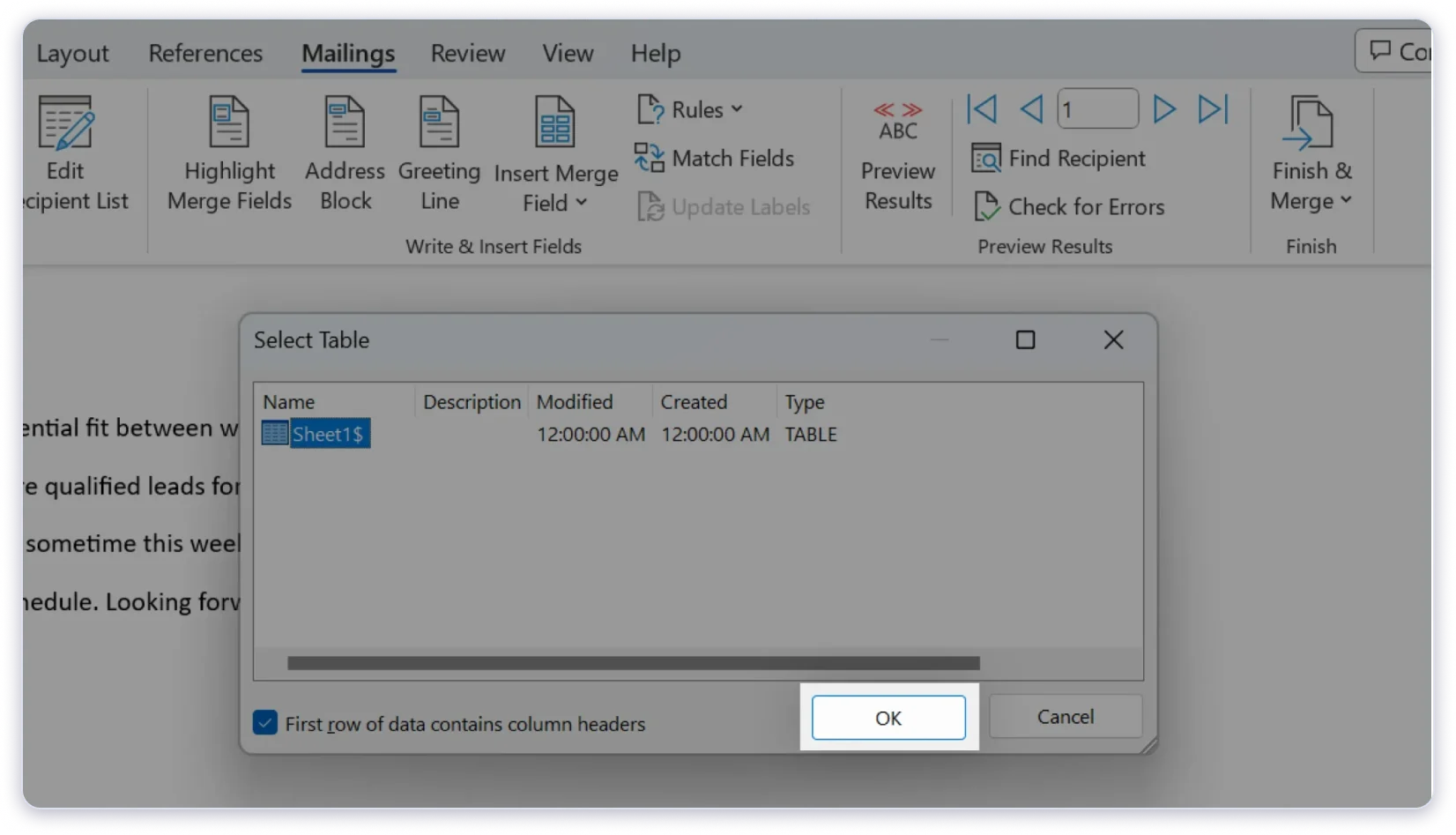 Selecting and Linking mailing list