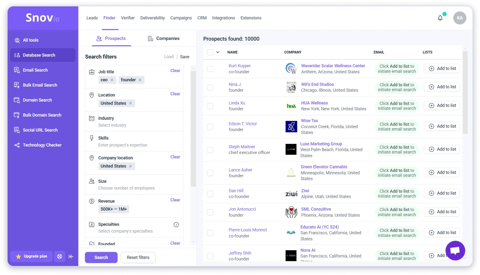 Snov a Instantly alternative to find emails and automate multichannel sequences