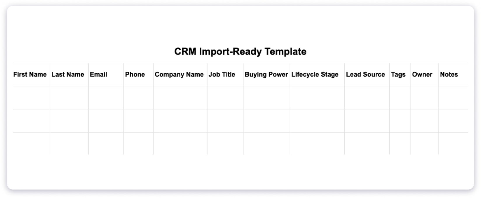 CRM prospecting list template