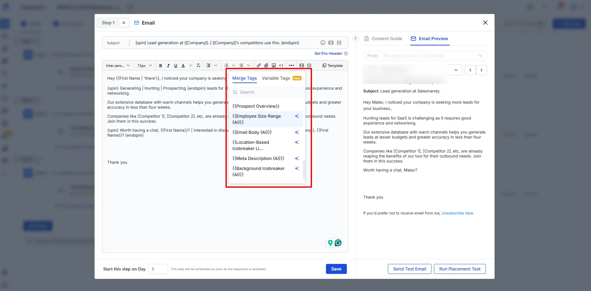 Saleshandy AI Prospect Enrichment