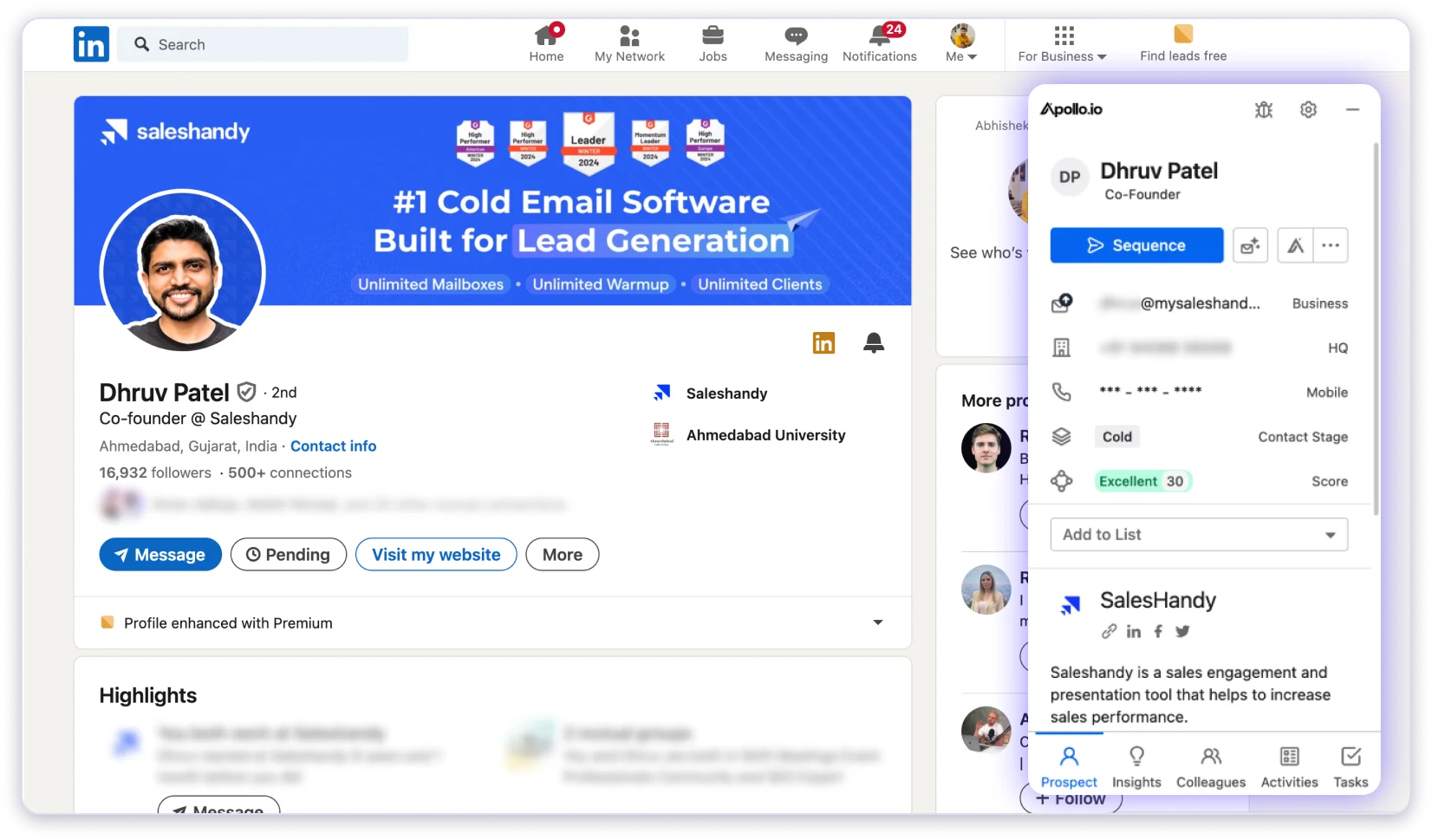 Apollo's LinkedIn email finder