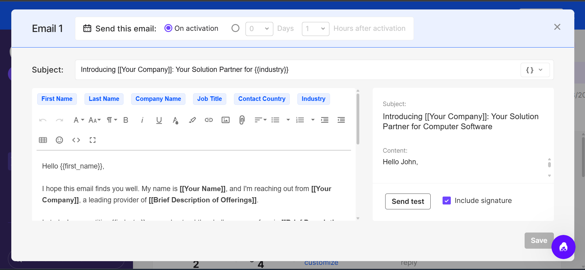Lusha email campaign builder