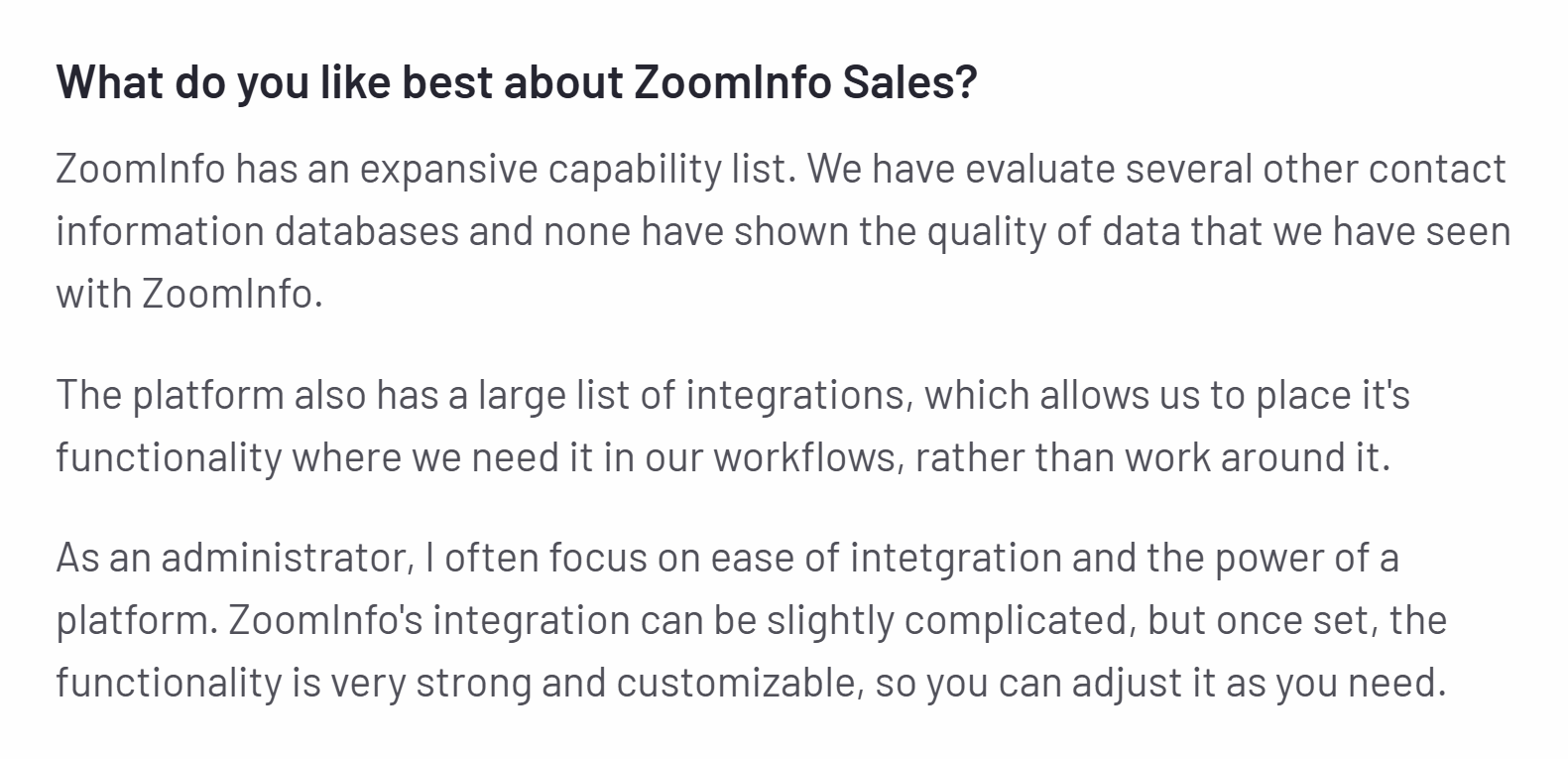 ZoomInfo’s Integration Reviews