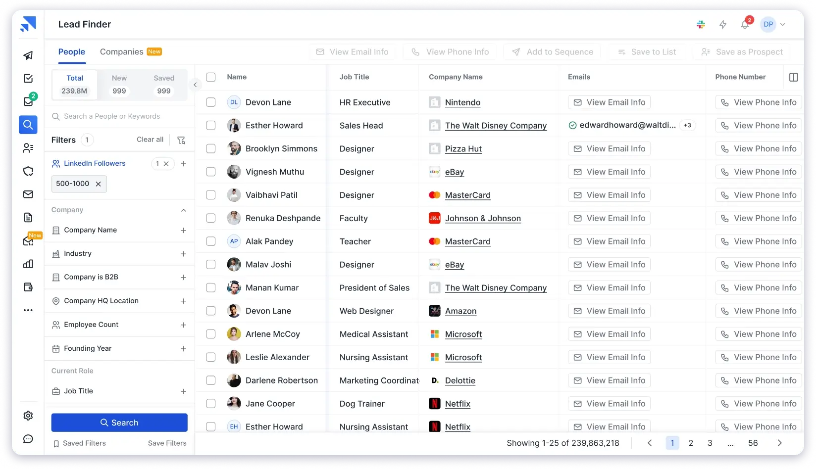 Saleshandy's B2B Lead Finder