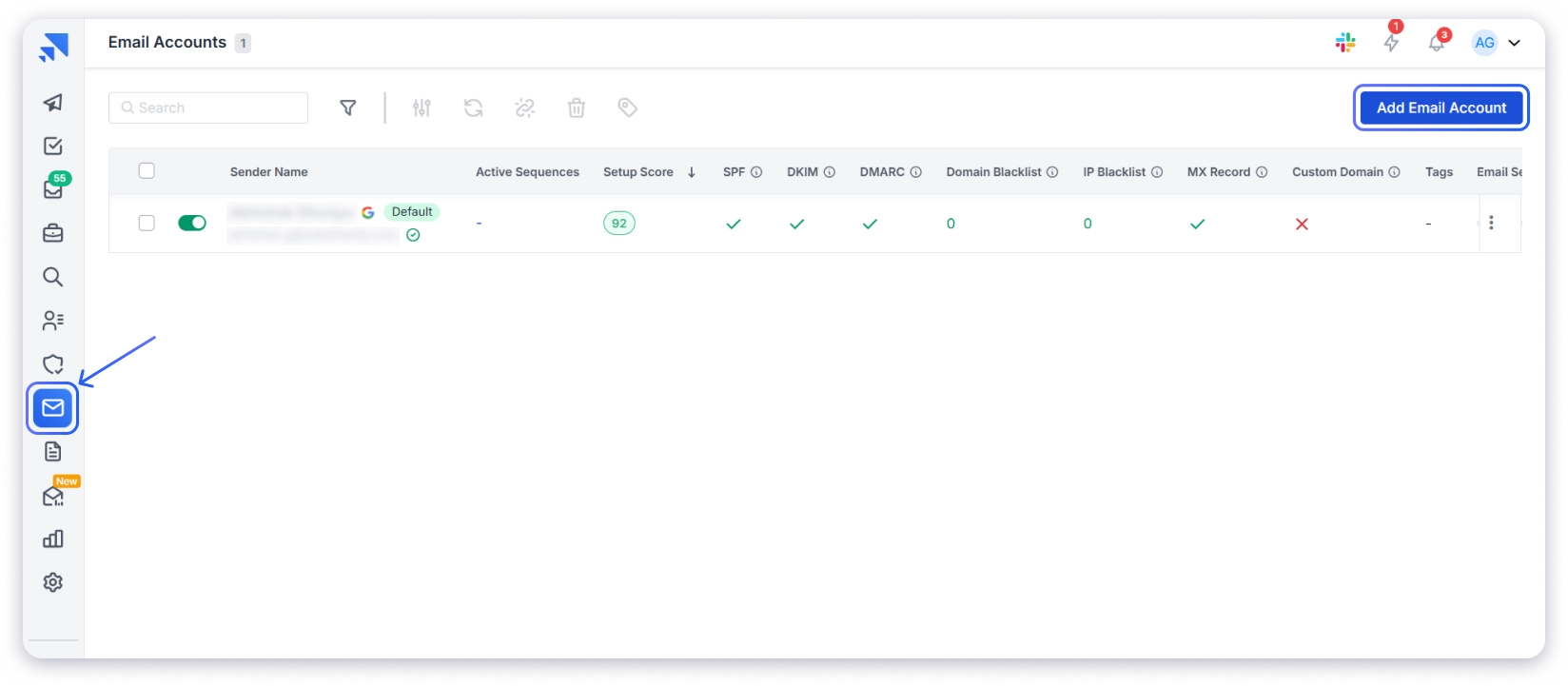 Add email account to Saleshandy