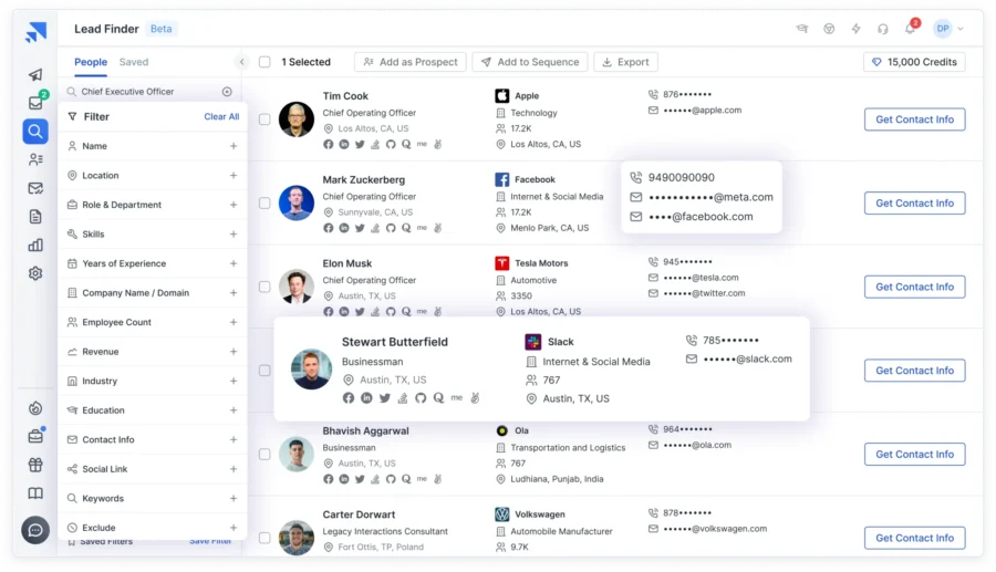 Saleshandy Lead Finder tool to find company email address.