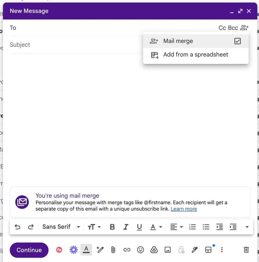Mail Merge Option in Google Workspace Accounts (Business Standard Plan)