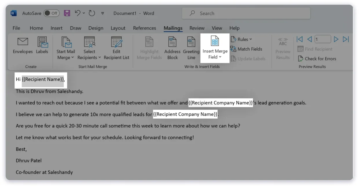 Send Bulk Emails with Outlook Step 8