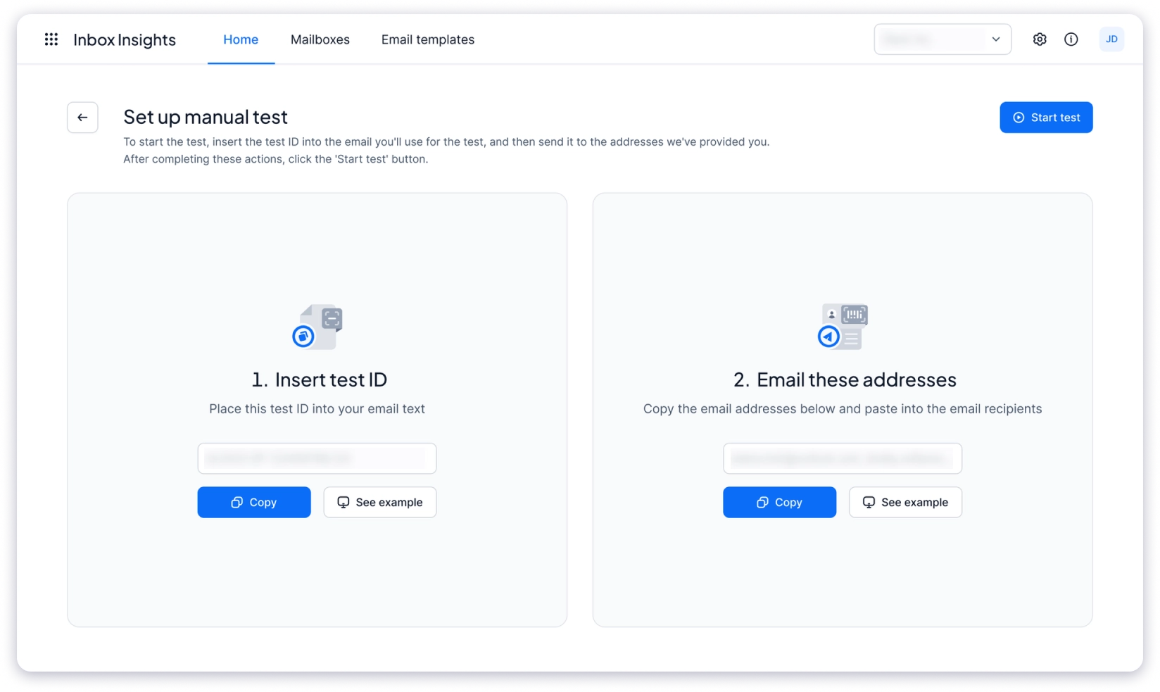 Inbox Insights Test Setup