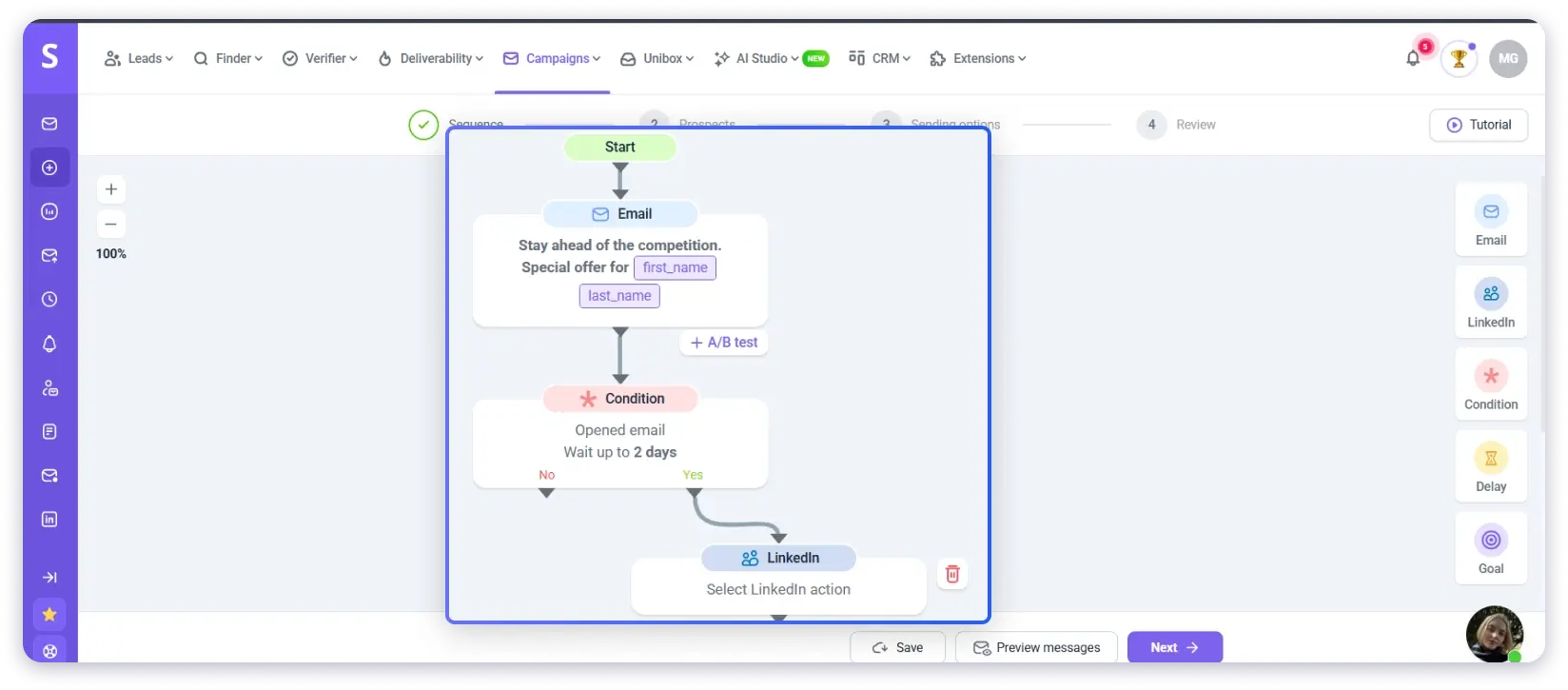 Snov the cold emailing tool that also offers LinkedIn automation