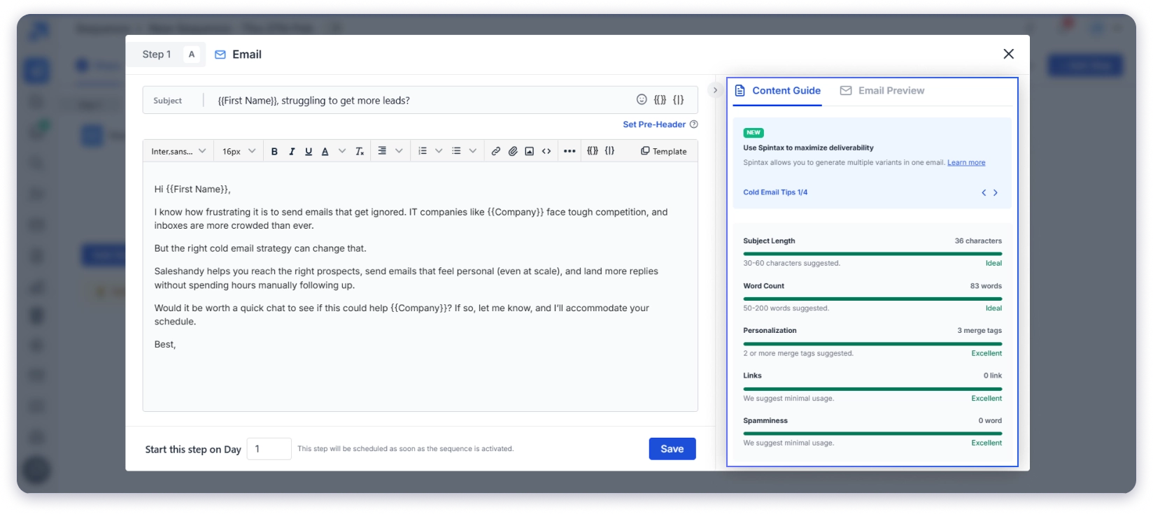 Using saleshandy create personalized account